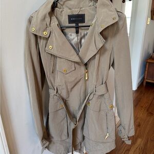 BCBGMaxAzria Beige Utility Jacket with Gold-Tone Hardware